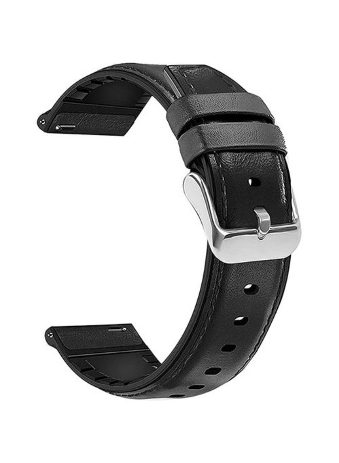 سوار ساعة بديل من الجلد السيليكوني مقاس 22 مم لهاتف هواوي GT4 مقاس 46 مم 2023 - أسود - Image 4
