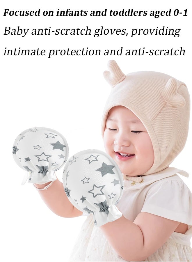 Vinnatsu 2 Pairs of Baby Mittens Newborn Baby Anti-Scratch Gloves Anti-scratch Face Gloves Elastic Adjustable Cotton Breathable Scratch-Resistant Gloves, Suitable For Boys And Girls 0-12 Months Grey+Pink - Image 2