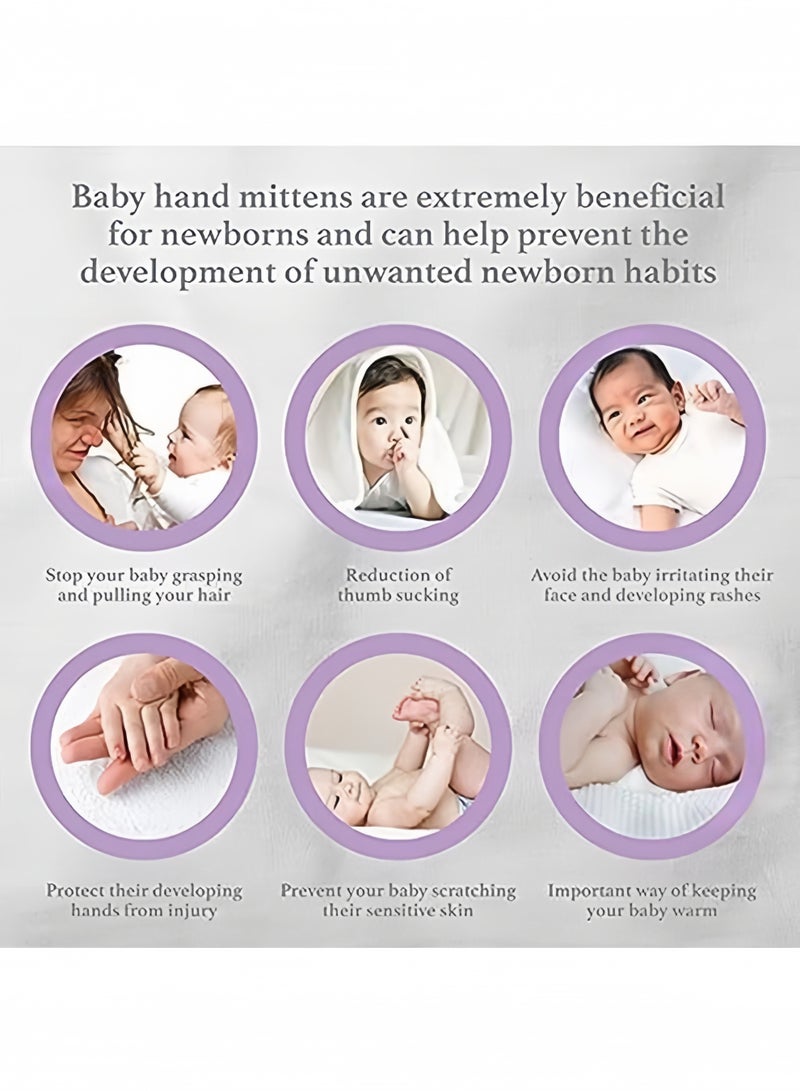 Vinnatsu 2 Pairs of Baby Mittens Newborn Baby Anti-Scratch Gloves Anti-scratch Face Gloves Elastic Adjustable Cotton Breathable Scratch-Resistant Gloves, Suitable For Boys And Girls 0-12 Months Grey+Pink - Image 5