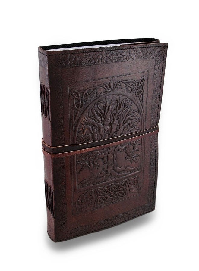 CREATESPACE Leather Journal Diary Embossed Large Tree Notebook for Writing Leather Diary Handmade Leather Journal Gbag (T) - Image 1