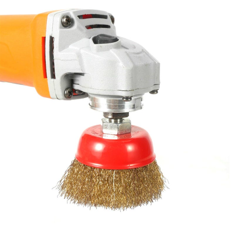 2 Pcs 4 Inch Crimped Wire Cup Brush with Threaded Arbor for Heavy Duty Cleaning Paint Removal - Image 5
