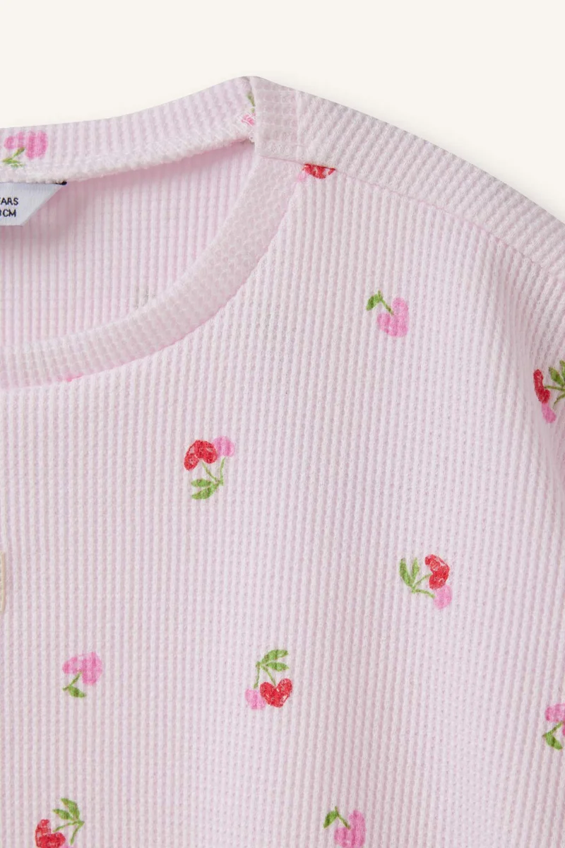 ديفاكتو Baby Girl Waffle Short Sleeve T-Shirt