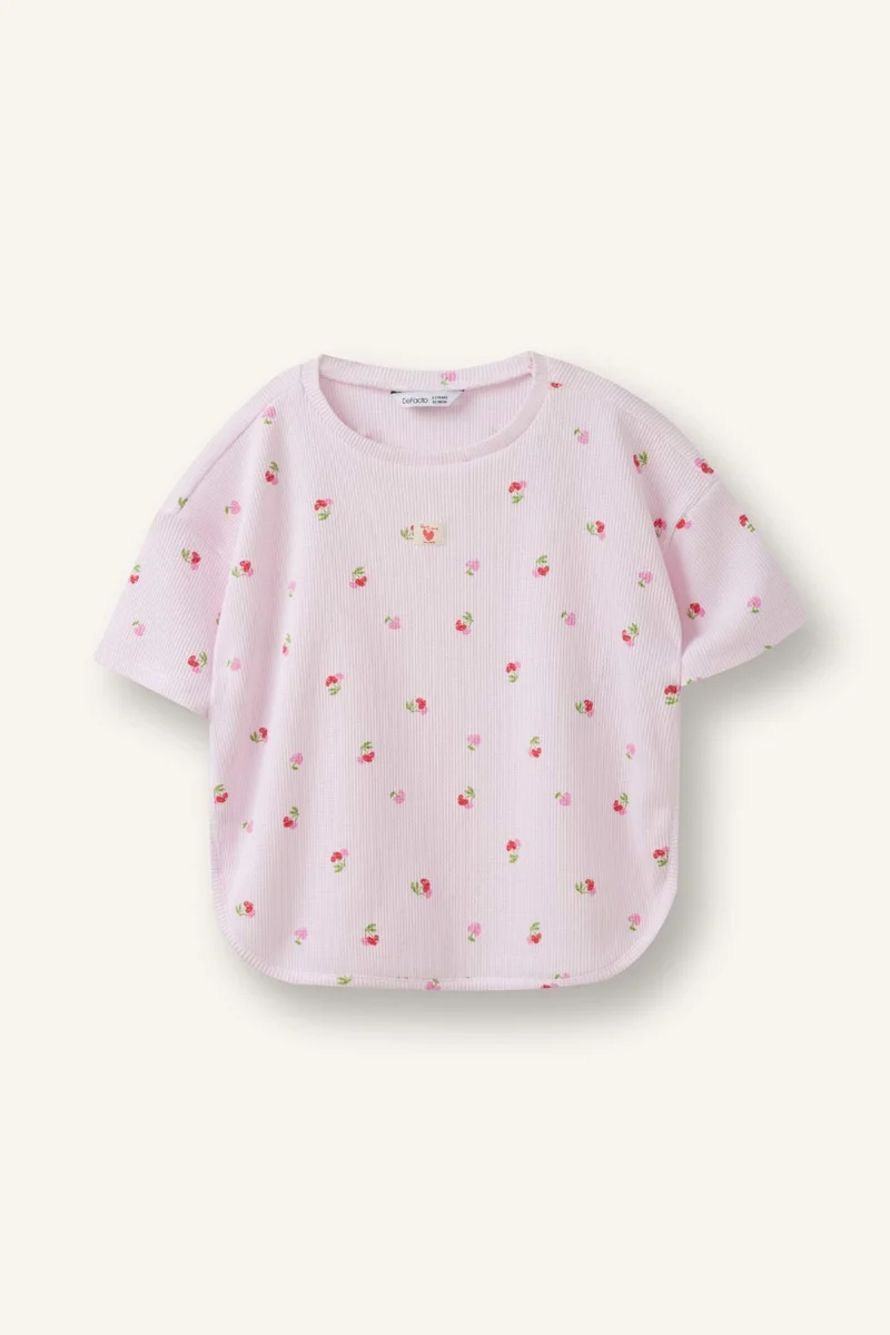 ديفاكتو Baby Girl Waffle Short Sleeve T-Shirt