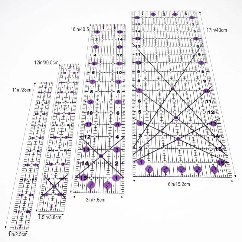Tsxioua Acrylic Quilting Ruler Set - Precision Patchwork Tools for Sewing Supplies - Image 2