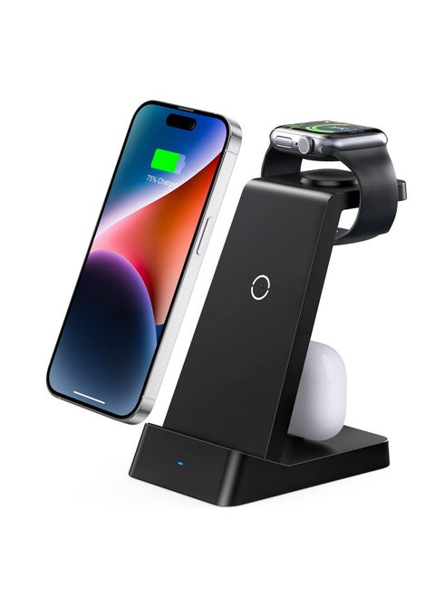 Wireless Charging Station, 18W Fast Wireless Charger for iPhone 14/13/12/11/Pro/Max/SE/XS/XR/X/8 Plus/8, 3 in 1 Wireless Charging Dock Stand for Watch Series & Bluetooth Headset