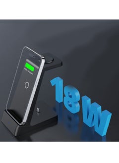 Generic Wireless Charging Station, 18W Fast Wireless Charger for iPhone 14/13/12/11/Pro/Max/SE/XS/XR/X/8 Plus/8, 3 in 1 Wireless Charging Dock Stand for Watch Series & Bluetooth Headset  - Image 4