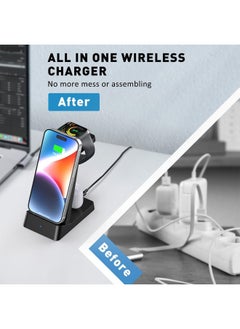 Generic Wireless Charging Station, 18W Fast Wireless Charger for iPhone 14/13/12/11/Pro/Max/SE/XS/XR/X/8 Plus/8, 3 in 1 Wireless Charging Dock Stand for Watch Series & Bluetooth Headset  - Image 3