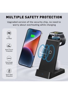 Generic Wireless Charging Station, 18W Fast Wireless Charger for iPhone 14/13/12/11/Pro/Max/SE/XS/XR/X/8 Plus/8, 3 in 1 Wireless Charging Dock Stand for Watch Series & Bluetooth Headset  - Image 5