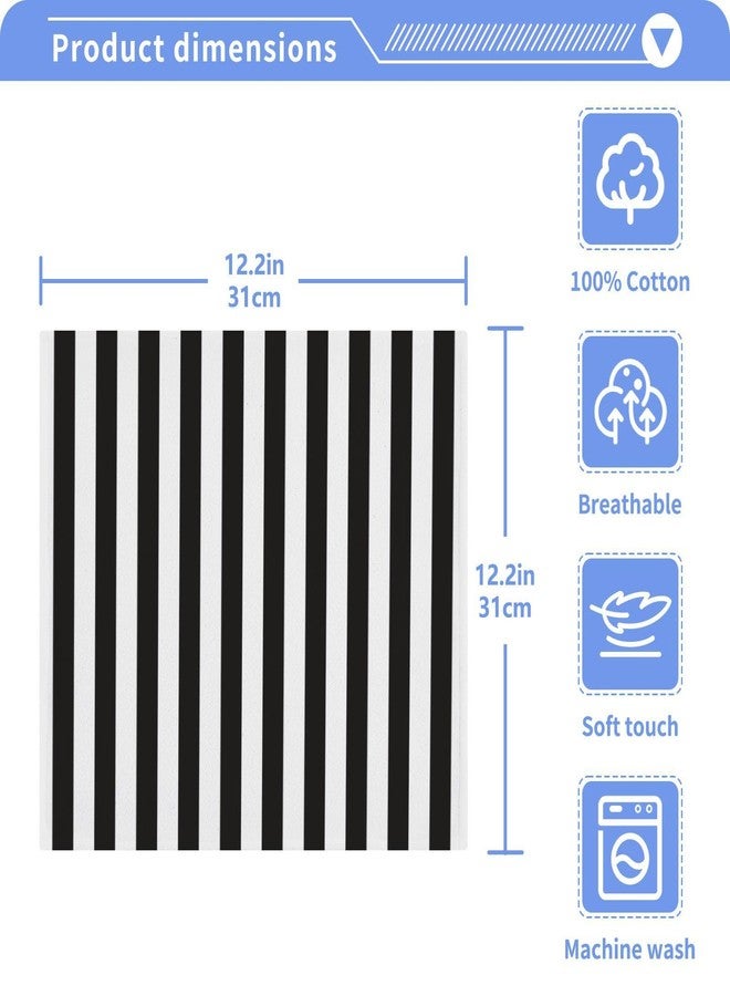 xigua Black and White Stripes Washcloths Towels, Highly Absorbent and Soft Cotton Face Cloths, 2 Pack Quick Dry Wash Cloths - 12 X 12 Inches - Image 4