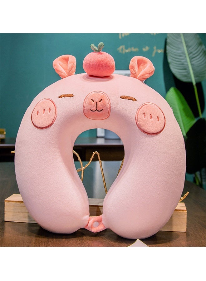 Memory Foam Neck Pillow, Travel Pillow with Adjustable Buckle & Cervical Support, Ergonomic U-Shaped Portable Nap Pillow, Cute Animal Design with Detachable Cover for Kids & Adults - Image 1