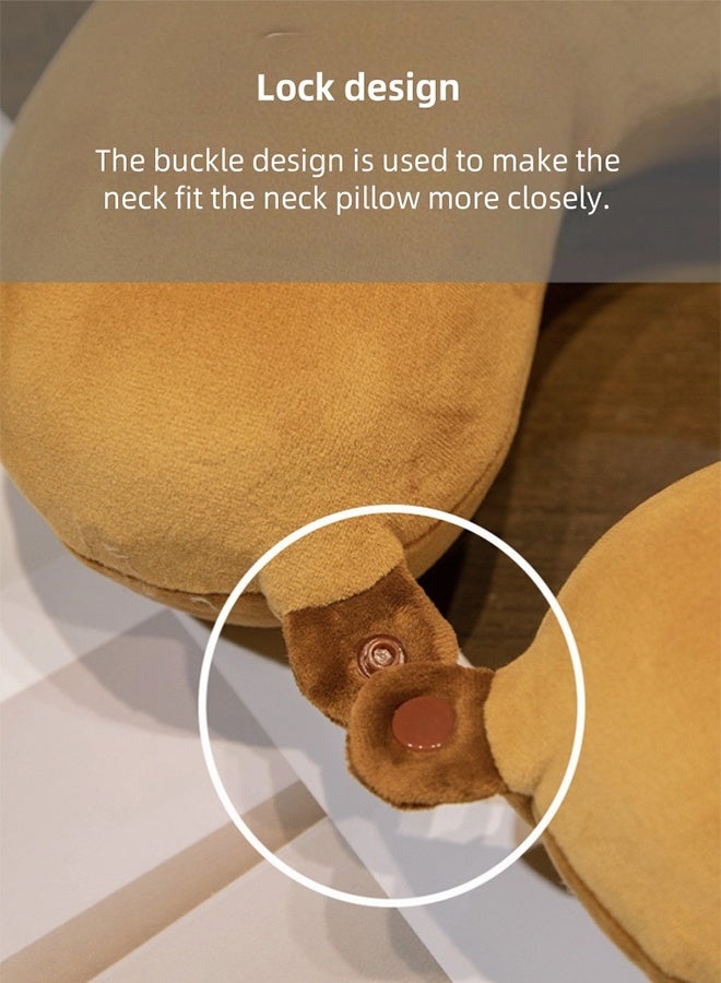 Memory Foam Neck Pillow, Travel Pillow with Adjustable Buckle & Cervical Support, Ergonomic U-Shaped Portable Nap Pillow, Cute Animal Design with Detachable Cover for Kids & Adults - Image 5