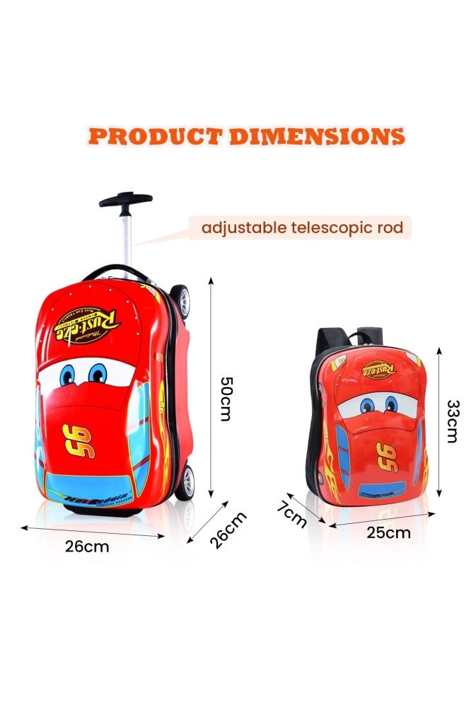 GGEROU Kids Car 2 Pcs Set Trolley with Kids Bag Red - Image 2