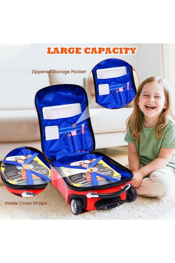 GGEROU Kids Car 2 Pcs Set Trolley with Kids Bag Red - Image 4