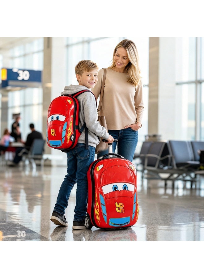 GGEROU Kids Luggage Sets,ABS hardshell Luggage,Carry-on Suitcase,Kids Backpack,Compartment Design Suitcase,Luggage 20",for Travel (Red Car) - Image 3