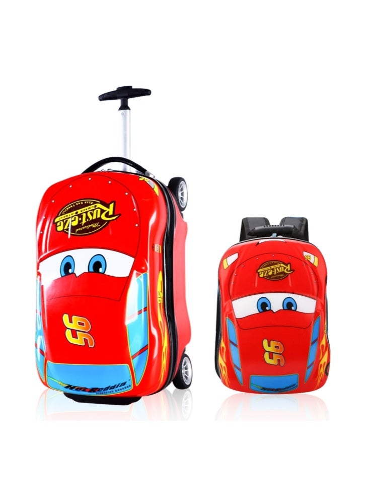 GGEROU Kids Luggage Sets,ABS hardshell Luggage,Carry-on Suitcase,Kids Backpack,Compartment Design Suitcase,Luggage 20",for Travel (Red Car) - Image 1