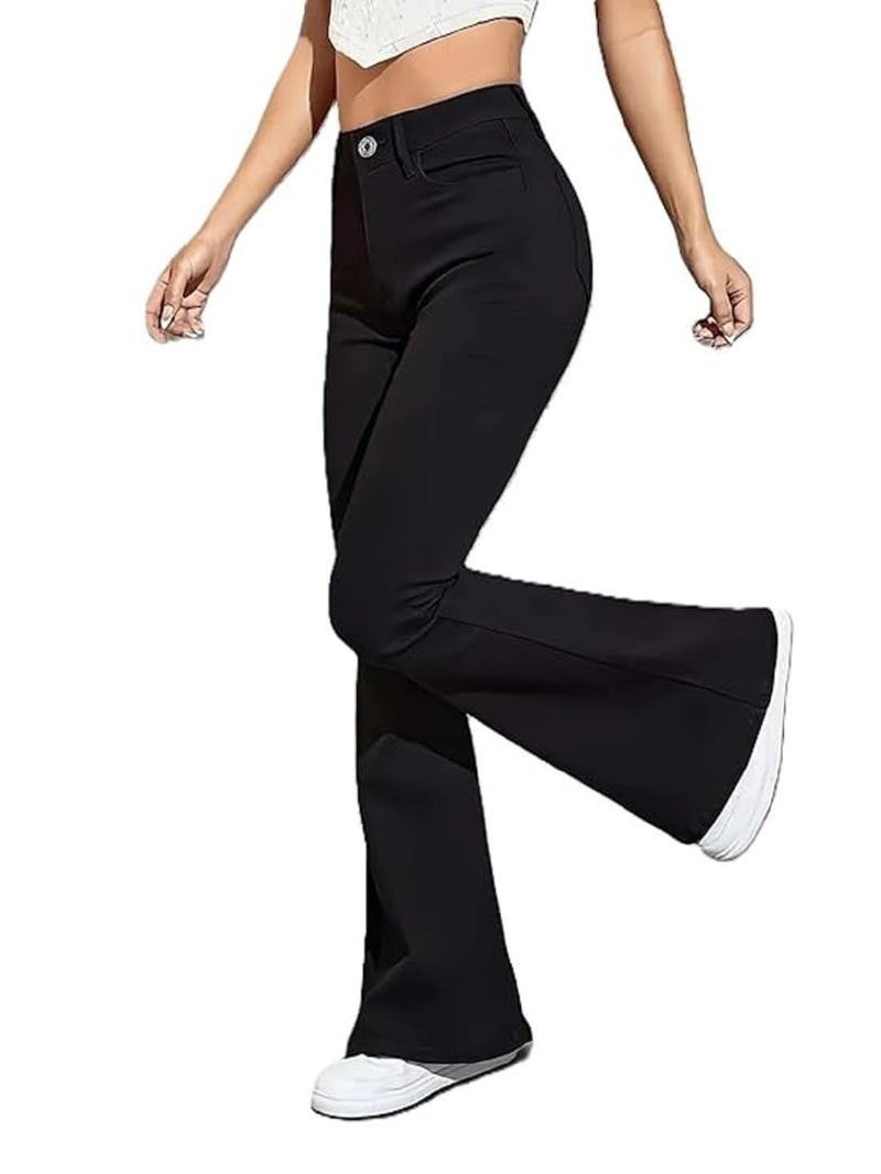 ADBUCKS Women's Wide Leg Fit High Rise Jeans II Bootcut Jeans II (in, Numeric, 28, Black) - Image 1