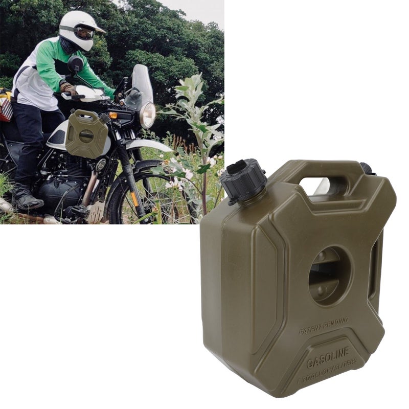 Oil Petrol Storage Can 5L 1.3 Gallon Shockproof Portable Green Spare Fuel Tank for Cars Motorcycles UTV ATV With Bracket - Image 4