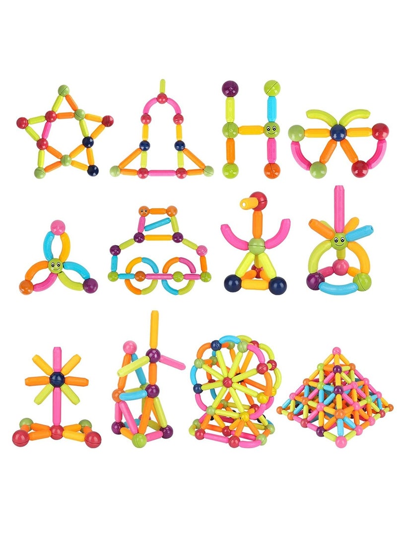 LEDIN Magnetics Stick and Rods Building Sticks Blocks Set, STEM Stacking Set Balls and Sticks Educational Toys (66 PCS)  - Image 3