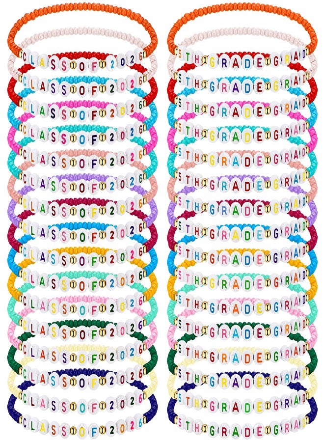 Quelay 32 Pcs 5th Grade Graduation Friendship Bracelet Gift Set Class of 2026 Adjustable Bracelets Bulk End of Year Student Gifts from Teacher 5th Grade Graduation Party Favors Birthday Party Decorations - Image 1