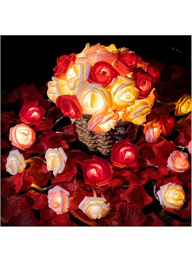 erorex Rose Flower String Lights 20 Led Battery Operated Romantic Red Pink White Rose Lights 10Ft Artificial Flowers Garland Led Lights For Valentine'S Day Wedding Indoor Outdoor Festival Party Decor - Image 1