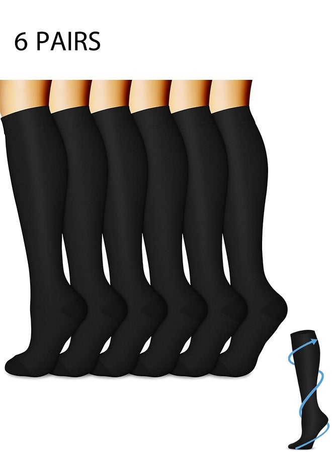 أس تس إل جوارب ضغط 6 جوارب ضغط للنساء والرجال دوران أفضل دعم للألعاب الرياضية والسفر والجري واللياقة البدنية والحد من آلام العجل أسرع استرداد L/XL كرة القدم جوارب مسك جوارب - Image 1
