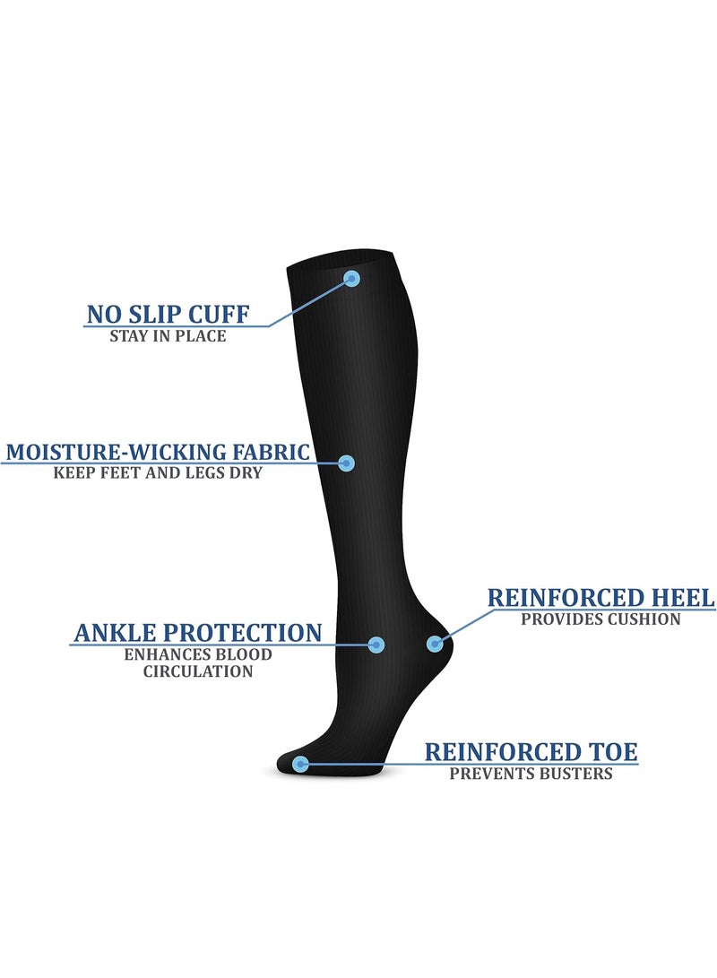 أس تس إل جوارب ضغط 6 جوارب ضغط للنساء والرجال دوران أفضل دعم للألعاب الرياضية والسفر والجري واللياقة البدنية والحد من آلام العجل أسرع استرداد L/XL كرة القدم جوارب مسك جوارب - Image 3