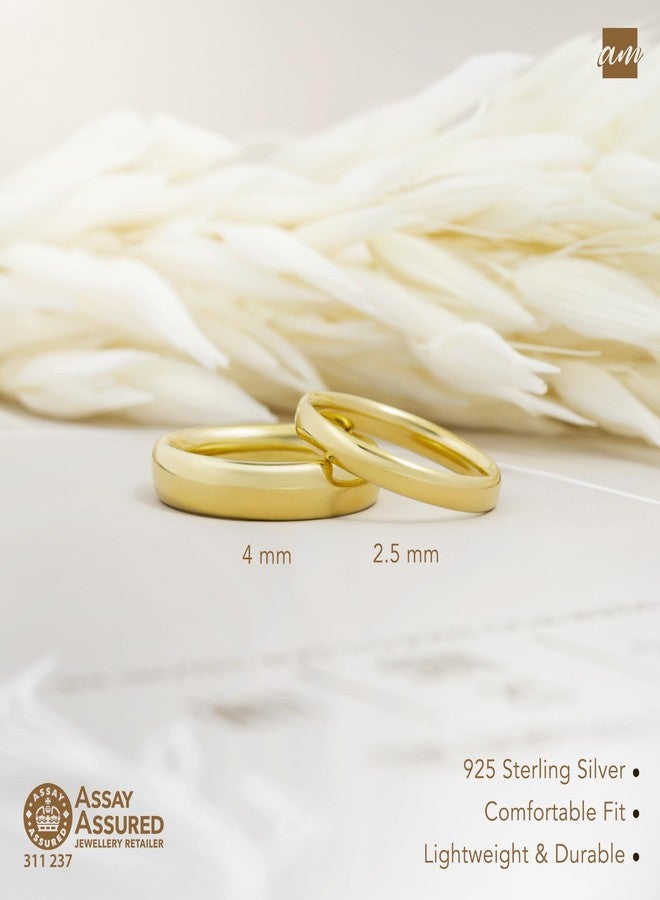 Amberta 4 mm Wedding Band in Gold Plated Sterling Silver - Image 5