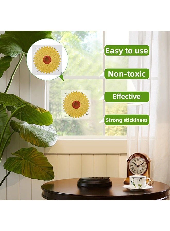 40 Pieces Fly Traps Window Stickers, Catch & Kill Houseflies, Fruit Fly Traps For Indoors, Floral Design Sticky Catchers For Houseflies, Disposable Bulk Bug Catcher, Waterproof Insect Glue Trap, Sunflower Window Stickers, Attractor And Eliminator - Image 3