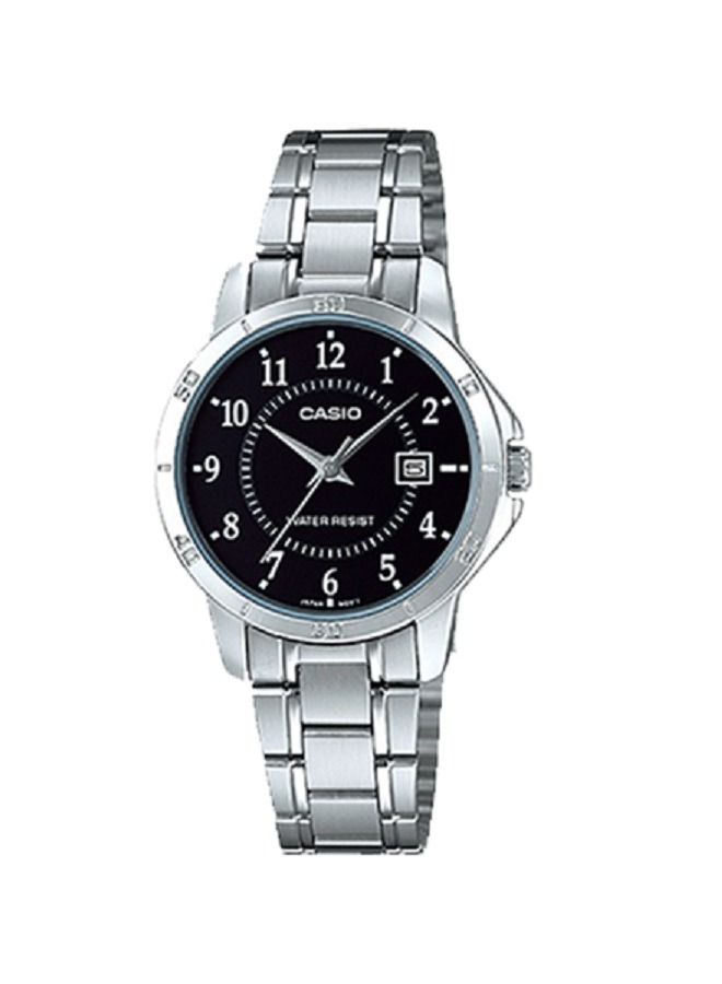 Casio Women Watch Analog Date Display Balck Dial Stainless Steel Band LTP-V004D-1BUD - Image 1