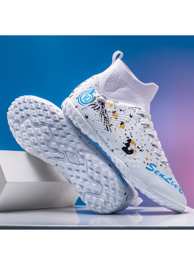 High-top Soccer Shoes For Boys And Girls, Turf Shoes Tf, Adult Training Shoes, Breathable And Anti-slip Long Studs Professional Sports Shoes
