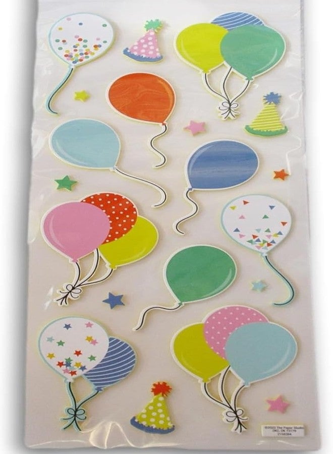 Stickabilities ملصقات ثلاثية الأبعاد لحفلات أعياد الميلاد على شكل بالونات زاهية، مثالية للتدوين، وسجل القصاصات، وصناعة البطاقات، والأعمال الفنية والحرفية - 20 قطعة - Image 1
