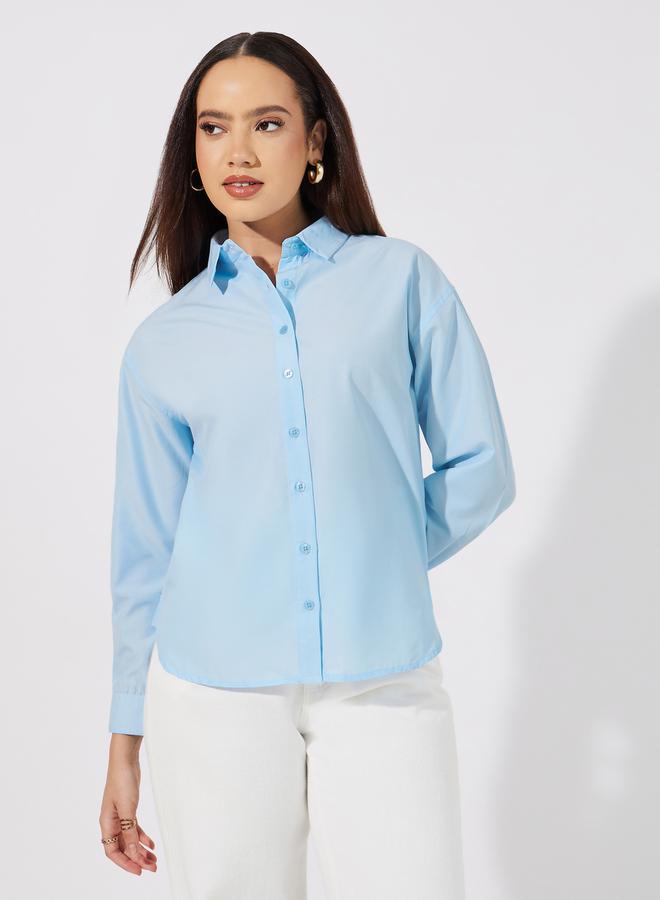Styli Solid Regular Fit Collared Shirt - Image 1