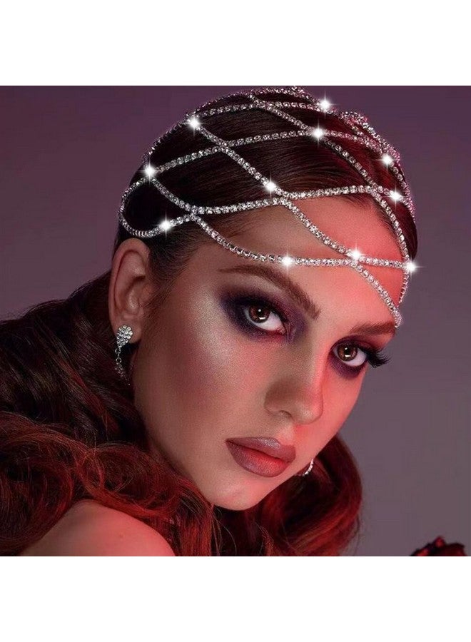 JEAIRTS 20S Rhinestone Headband Silver Flapper Crystal Cap Headpiece Sparkly Costume Hair Accessories For Women And Girls - Image 1