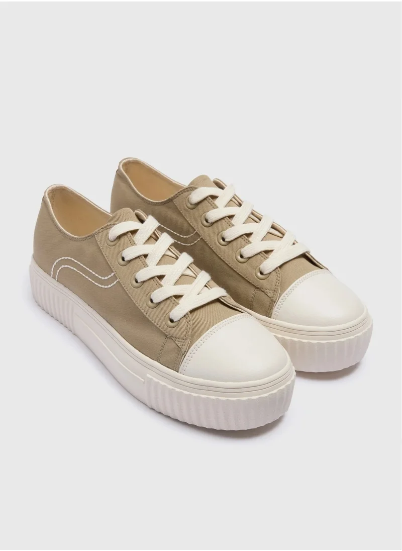 Matalan Khaki Canvas Trainers