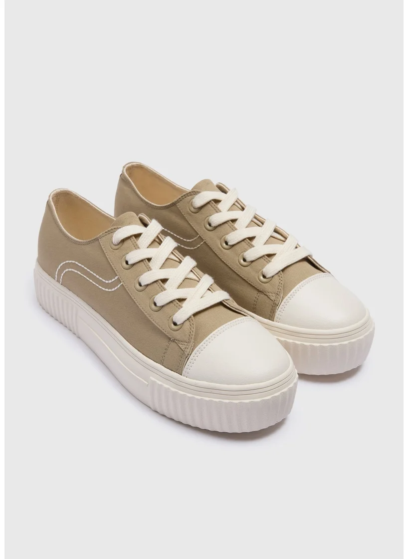 Matalan Khaki Canvas Trainers