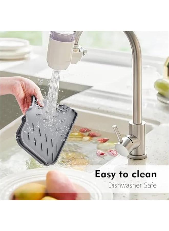 HOOKOR Silicone Faucet Mat for Kitchen, Sink Splash Guard, Bathroom Faucet Water Catcher Mat, Sink Draining Pad Behind Faucet, Keep Drying Kitchen Accessories, 14.6 x 5.5 (Grey) - Image 4