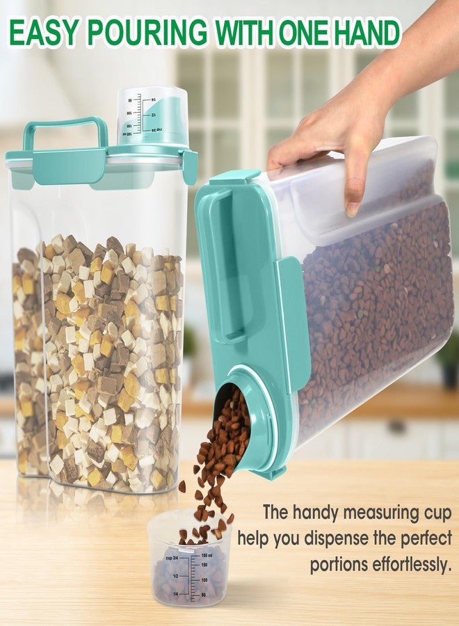TBMax Pet Dog Cat Food Storage Container 5 to 7 lbs with Can Cover and Mixing Spoon, Airtight Travel Pet Food Storage Dispenser with Easy-pouring Spout & Cup, Kibble Dog Treat Bird Seed Container -Cyan - Image 3