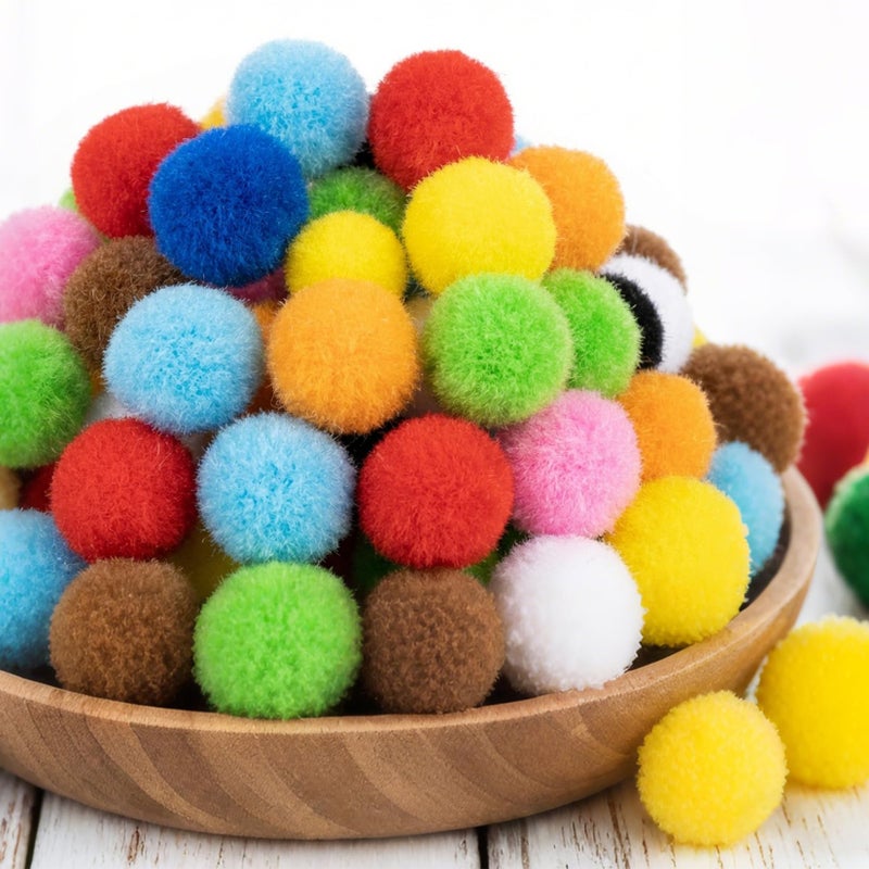 RAINFLOW Mini Pom Poms Small PomsMulticolor Assorted PomsPompones para ManualidadesFuzzy Ball for DIY CraftsArts and ChristmasSummer Holiday PartyHats04 Inch 1cm 1800 Pcs - Image 3