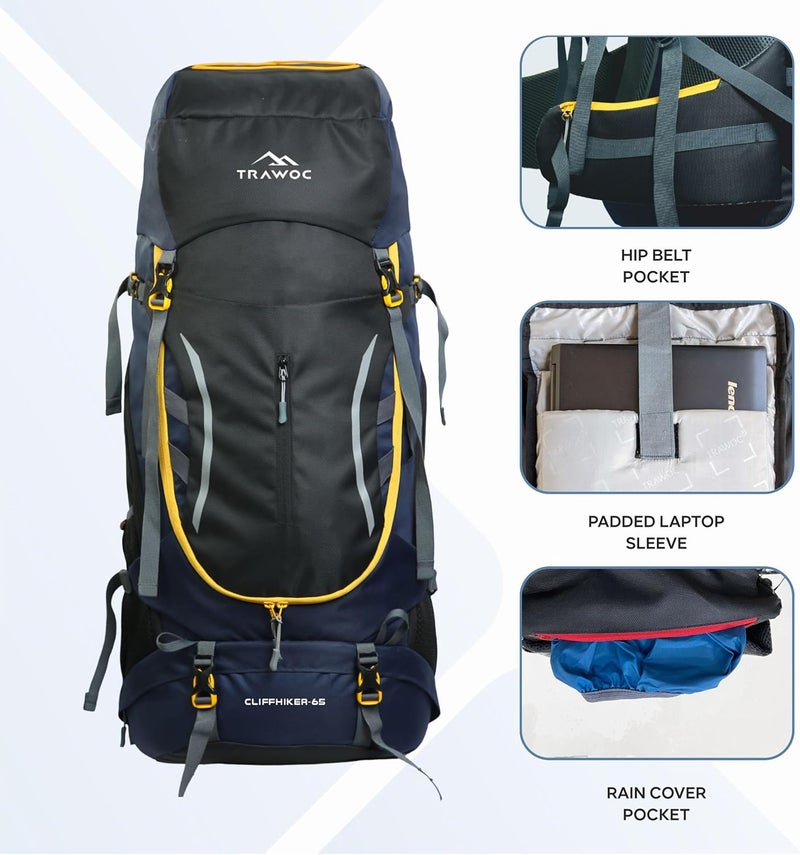 TRAWOC CLIFFHIKER 65L Internal Frame Backpack - Image 4