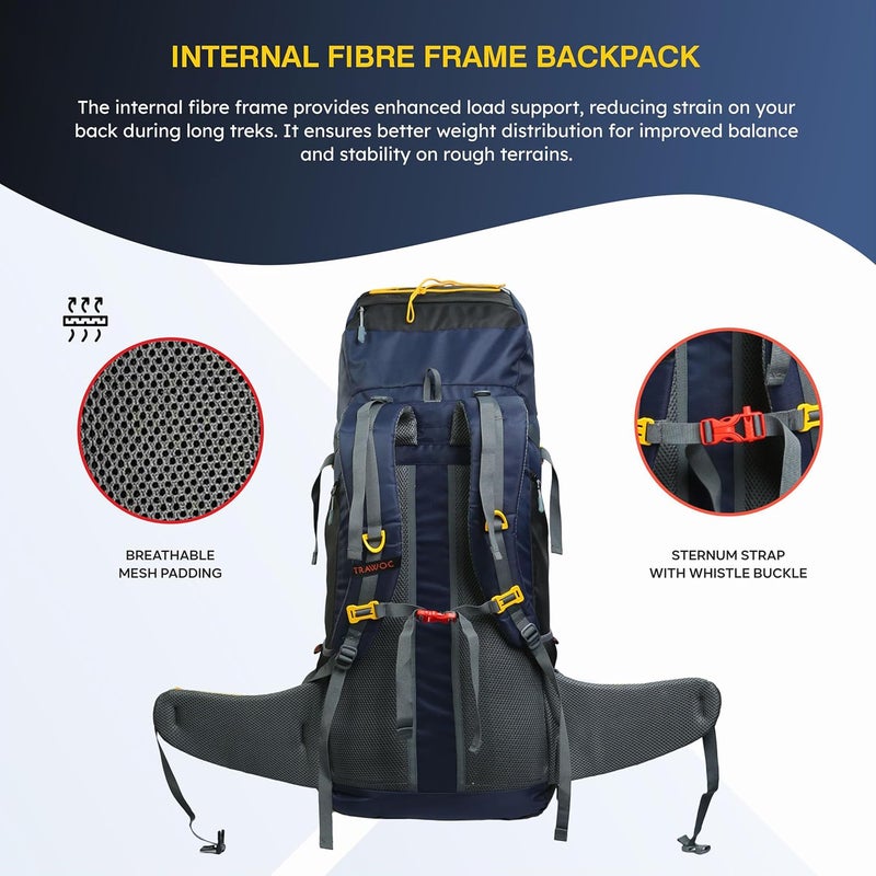 TRAWOC CLIFFHIKER 65L Internal Frame Backpack - Image 3