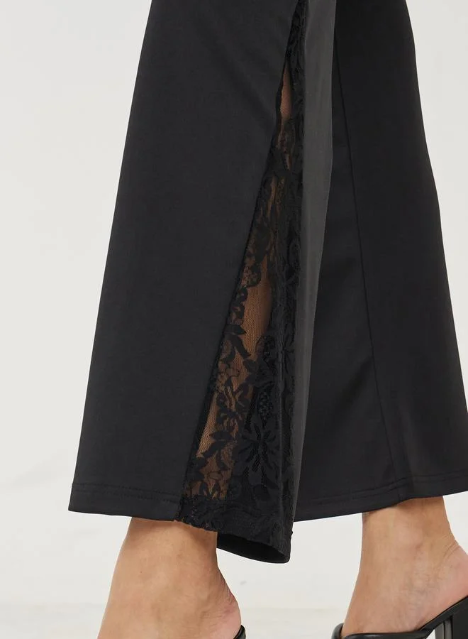 Styli Side Seam Laced Insert Wide Leg Pants
