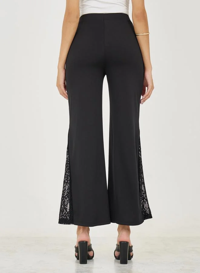 Styli Side Seam Laced Insert Wide Leg Pants