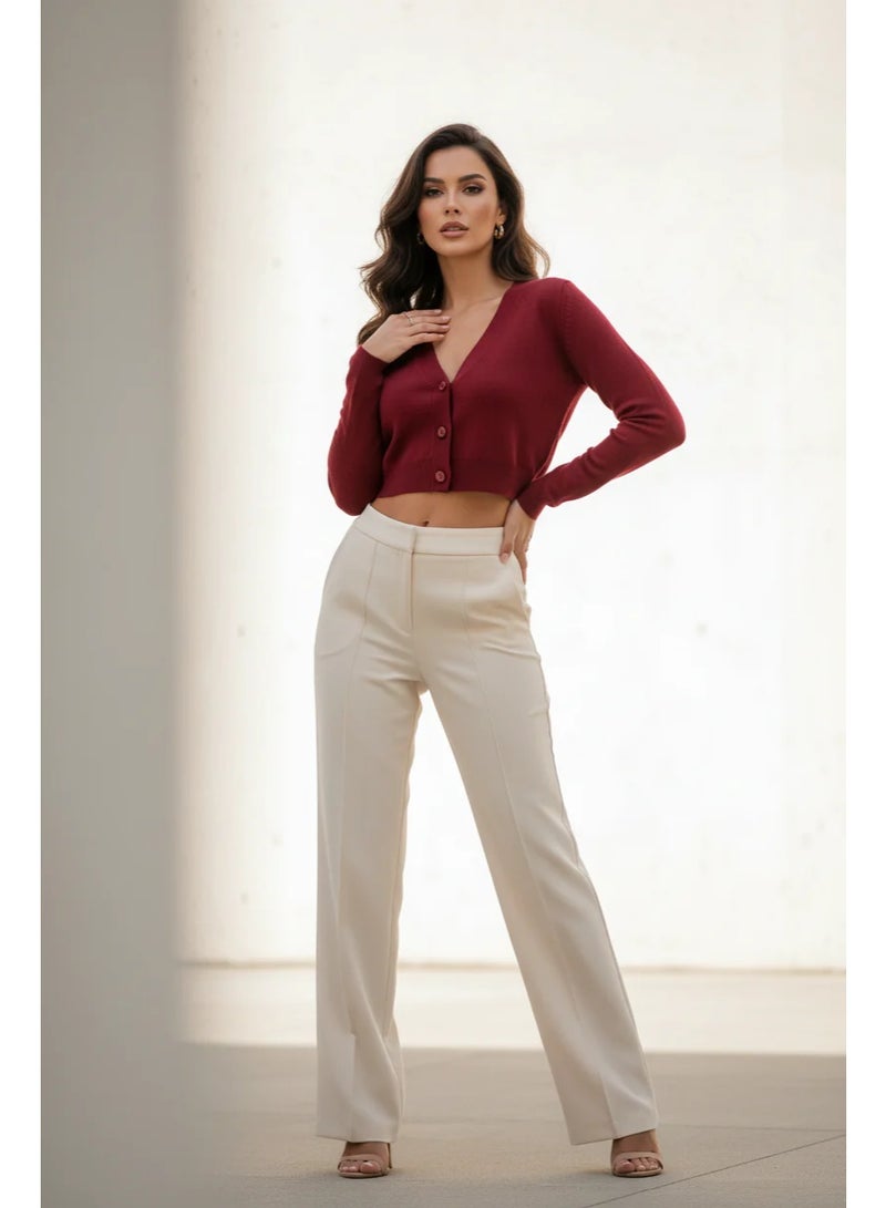 Women's V-Neek Croopped Cardigan - Image 2