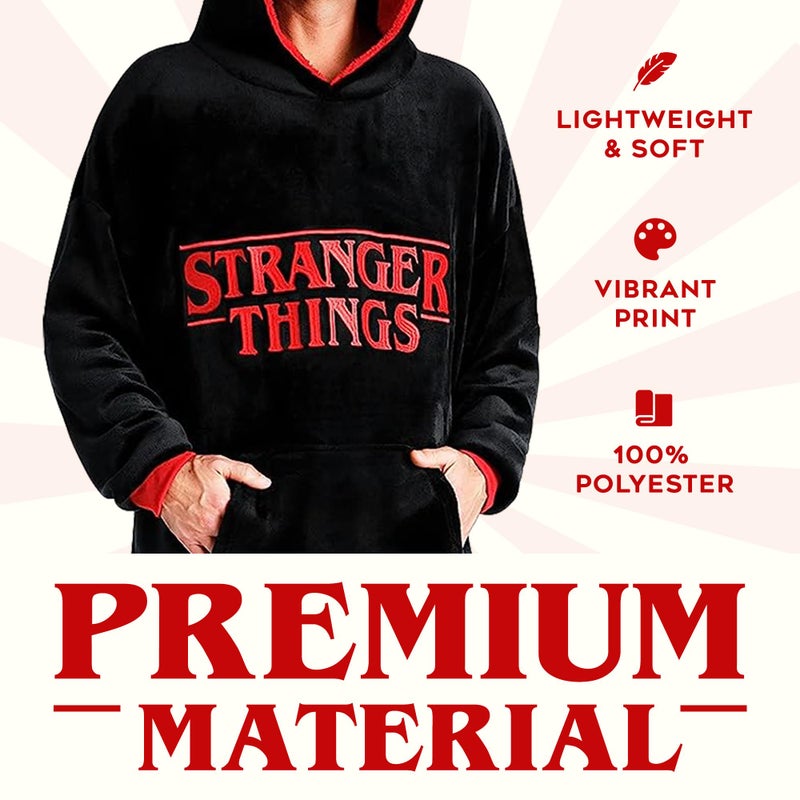 Stranger Things Hoodie Oversized Poncho for Adults Teenagers - Warm Fleece Blanket Hoodie Official Merchandise - Image 3