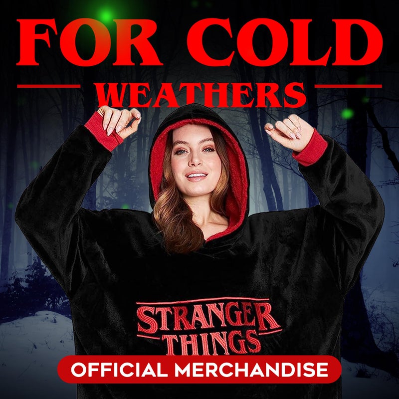 Stranger Things Hoodie Oversized Poncho for Adults Teenagers - Warm Fleece Blanket Hoodie Official Merchandise - Image 4