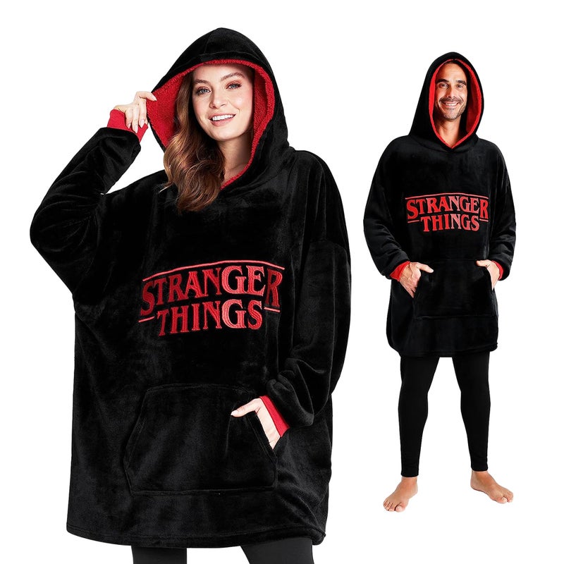 Stranger Things Hoodie Oversized Poncho for Adults Teenagers - Warm Fleece Blanket Hoodie Official Merchandise - Image 1