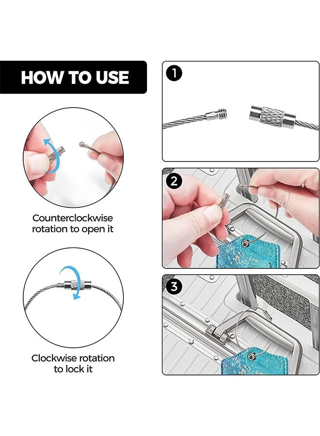 Ocean 2 Pcs Luggage Tag Identifier for Suitcases, Privacy Protection Travel Suitcase Label Marker for Bag Baggage, PU Leather Luggage Tags with Stainless Steel Loop Name ID Card TSA Approved - Image 4