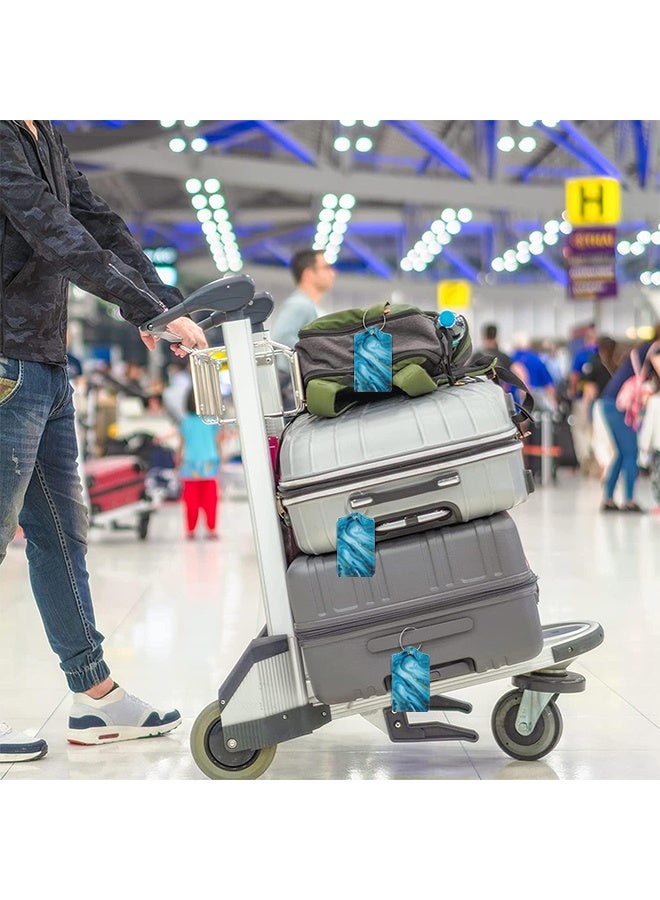 Ocean 2 Pcs Luggage Tag Identifier for Suitcases, Privacy Protection Travel Suitcase Label Marker for Bag Baggage, PU Leather Luggage Tags with Stainless Steel Loop Name ID Card TSA Approved - Image 2