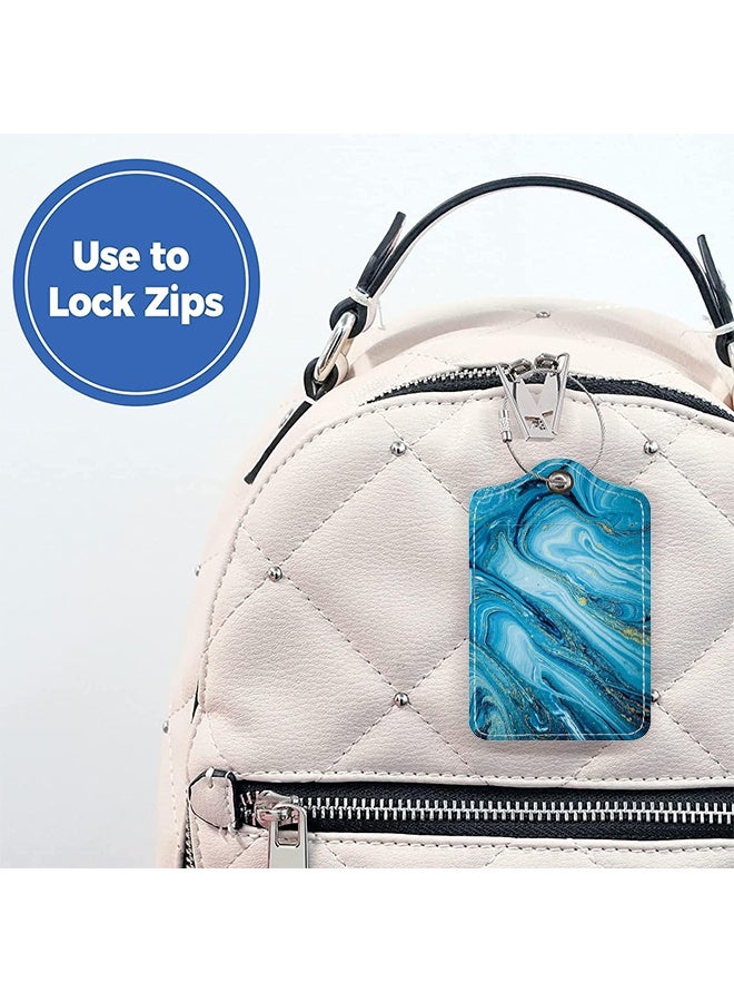 Ocean 2 Pcs Luggage Tag Identifier for Suitcases, Privacy Protection Travel Suitcase Label Marker for Bag Baggage, PU Leather Luggage Tags with Stainless Steel Loop Name ID Card TSA Approved - Image 3