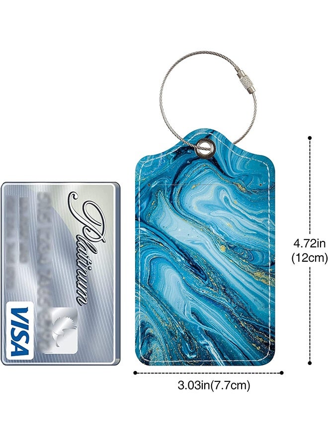 Ocean 2 Pcs Luggage Tag Identifier for Suitcases, Privacy Protection Travel Suitcase Label Marker for Bag Baggage, PU Leather Luggage Tags with Stainless Steel Loop Name ID Card TSA Approved - Image 5